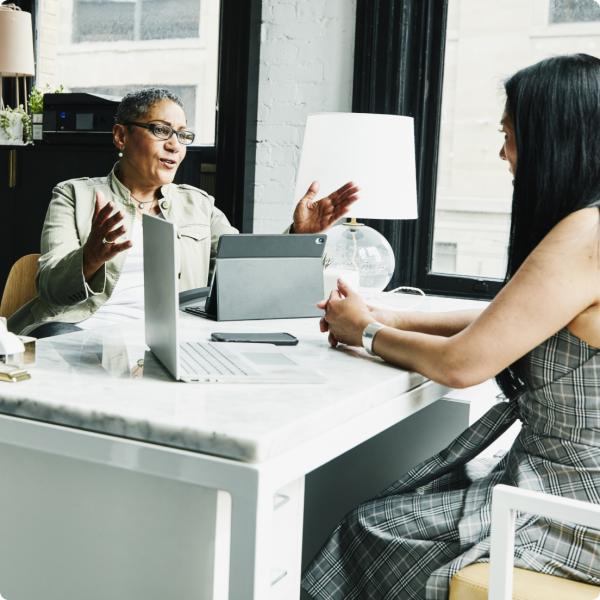 People at a bank discussing bank stuff