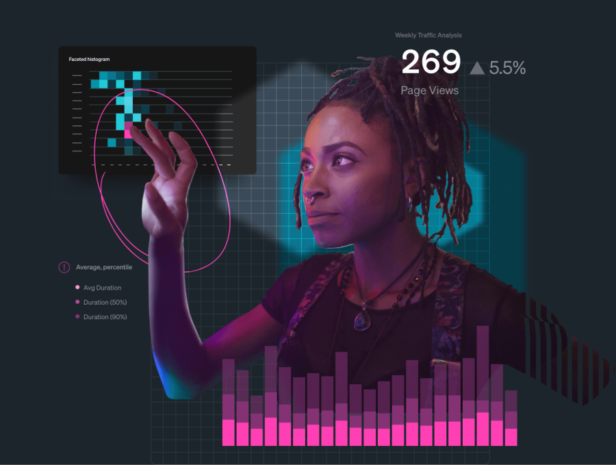 Individual interacting with a dashboard graphic