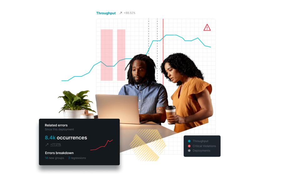 Two developers working to diagnose a problem using change tracking