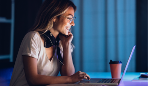 Woman working on a laptop